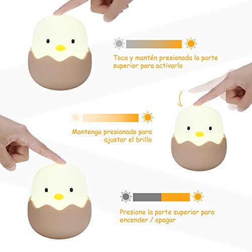 YISSVIC Luz Nocturna Bebé Lámpara Infantil LED Silicona Pollito Recargable Regalo para los Niños Bebés