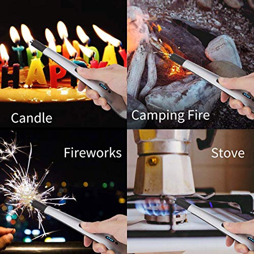 YITHINC Encendedor de Arco Eléctrico, Encendedor de Velas sin Llama Resistir el Viento,Carga USB, para para Barbacoa Camping sin Chispa y Olor