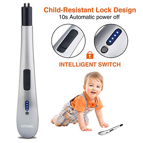 YITHINC Encendedor de Arco Eléctrico, Encendedor de Velas sin Llama Resistir el Viento,Carga USB, para para Barbacoa Camping sin Chispa y Olor