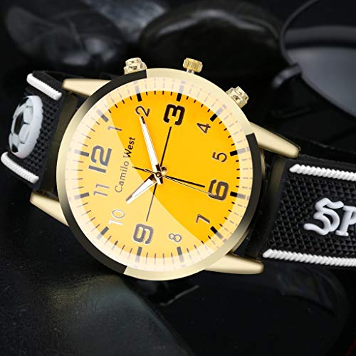 Yivise Hombres Deportes al Aire Libre Relojes de Cuarzo analógico Correa de Silicona Precisión Escala Dial Reloj de Pulsera de Moda(D)