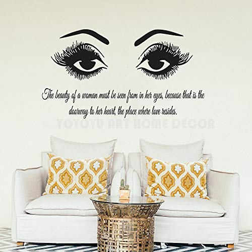 YIYEBAOFU Grandes Pegatinas de Arte de Pared para Dormitorio Grand, calcomanías de Pared, pestañas, Pegatinas de Pared de Ojos, rimel, Cejas, salón de Belleza, Pegatinas de Pared de arte50x91cm