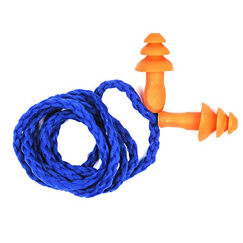 Yizhet 5 pars Tapones para Los Oídos con Cordón,arbol Soft Seguridad suave silicona Tapones auditivos Muffs Proteccion - Reutilizable , azul-naranja
