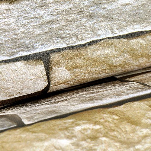 Yizunnu 3D ladrillo patrón de papel pintado, vinilo autoadhesivo impermeable pared, dormitorio, sala de estar, cocina, decoración del hogar 0,45 x 10 m