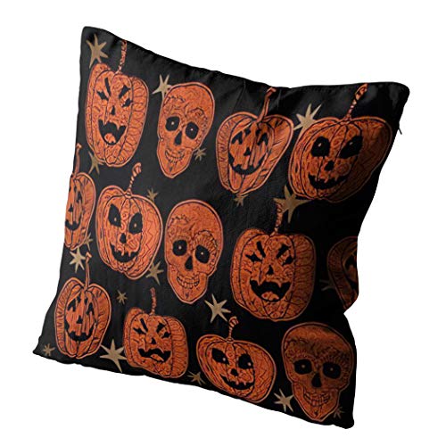 Y·JIANG Funda de cojín de Halloween, Doodle con textura de calabazas mexicanas de Acción de Gracias abstracto, de terciopelo suave, cuadrada, funda de cojín para sofá y silla, 450 x 16 cm, juego de 2