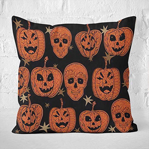 Y·JIANG Funda de cojín de Halloween, Doodle con textura de calabazas mexicanas de Acción de Gracias abstracto, de terciopelo suave, cuadrada, funda de cojín para sofá y silla, 450 x 16 cm, juego de 2