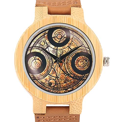 YJRIC Reloj de Madera   Reloj de Pulsera con Tema Famoso Reloj de Madera de bambú para Hombre Reloj de Cuero de Cuarzo Simple Superior para Hombre