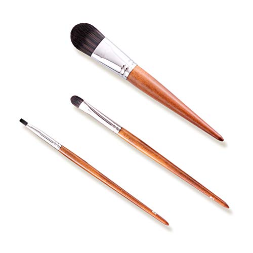 YKULEW, brocha de maquillaje Kabuki grande, brocha para polvos sueltos, mango de madera, base, bronceador, rubor, brocha para la cara para mujeres, cosméticos