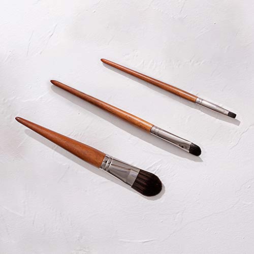 YKULEW, brocha de maquillaje Kabuki grande, brocha para polvos sueltos, mango de madera, base, bronceador, rubor, brocha para la cara para mujeres, cosméticos