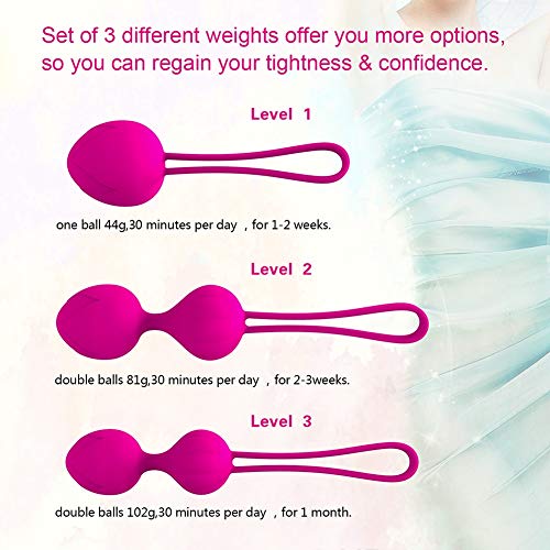 YL Kegel Pelota de Ejercicios para Mujeres, Silicona, Peso Rosado, Kegels Trainer Set Kit