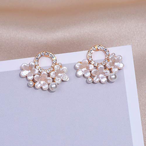 YLHJM Pendientes de botón de Cristal Floral con Flores Dulces para Mujeres y niñas, Accesorios de Boda de Perlas simuladas románticas, Regalo