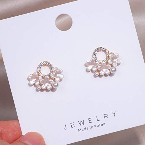 YLHJM Pendientes de botón de Cristal Floral con Flores Dulces para Mujeres y niñas, Accesorios de Boda de Perlas simuladas románticas, Regalo