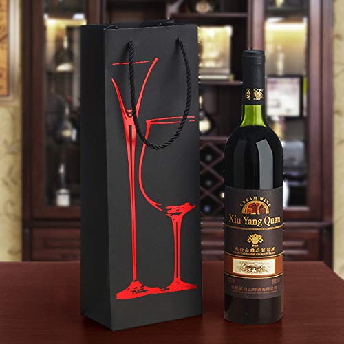 YLX Bolsas de Vino, Elegante y Con Estilo Bolsas de Regalo Botella Vino para Vino, Prosecco y Champán, 4.8x3.1x13.9in(8 Pack)