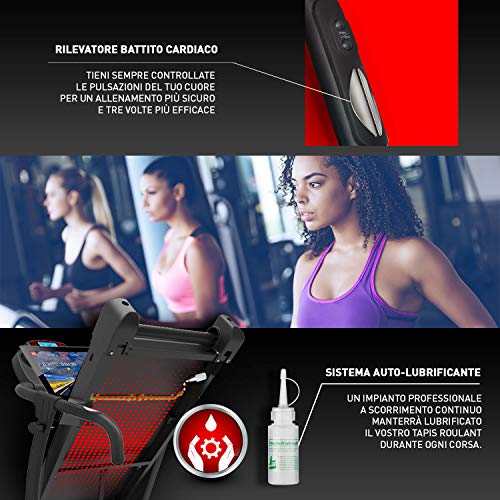 YM INTA DE CORRER ELÉCTRICA PLEGABLE 1HP (2,5HP PEAK) 10 KM/H, SENSOR CARDÍACO, APLICACIÓN DE ENTRENAMIENTO Y MULTIJUGADOR KINOMAP, 12 PROGRAMAS, LUBRICACIÓN AUTOMÁTICA, LLAVES EN EL MANILLAR.