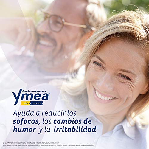 Ymea Día y Noche | Control de Sofocos y Ayuda a Dormir Bien por la Noche| Apto para Uso Prolongado | Sin Estrogenos, Soja o Consevantes| 64 Capsulas | Tratamiento 1 mes