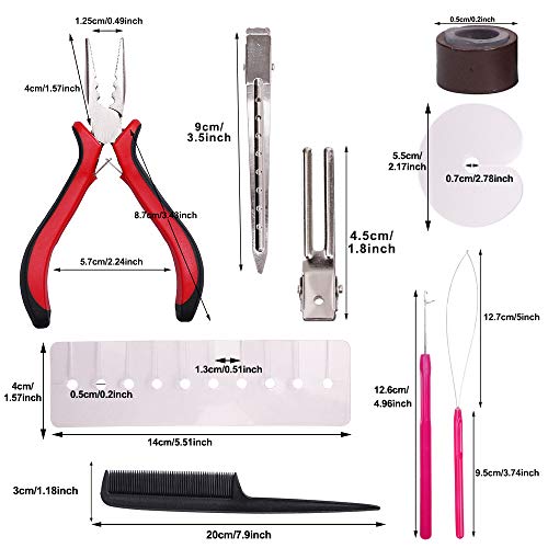 YMHPRIDE Kit de herramientas de extensión de cabello,1000 piezas de microanillos con revestimiento de silicona(4 color),alicates,aguja,herramienta de bucle,protector térmico,clips de acero inoxidable