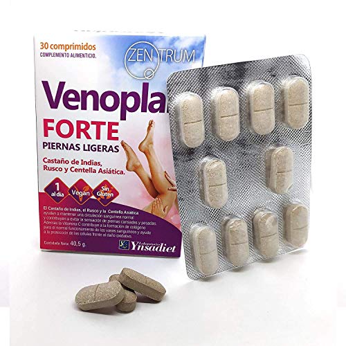 YNSADIET VENOPLAN FORTE 30 Comprimidos, Castaño de Indias + Rusco + Centella Asiatica + Vitamina C, Mejora La Circulación Para Unas Piernas Ligeras, Contra Las Varices - 1 Comprimido Al Día