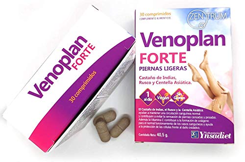 YNSADIET VENOPLAN FORTE 30 Comprimidos, Castaño de Indias + Rusco + Centella Asiatica + Vitamina C, Mejora La Circulación Para Unas Piernas Ligeras, Contra Las Varices - 1 Comprimido Al Día