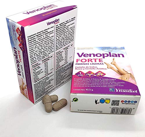 YNSADIET VENOPLAN FORTE 30 Comprimidos, Castaño de Indias + Rusco + Centella Asiatica + Vitamina C, Mejora La Circulación Para Unas Piernas Ligeras, Contra Las Varices - 1 Comprimido Al Día