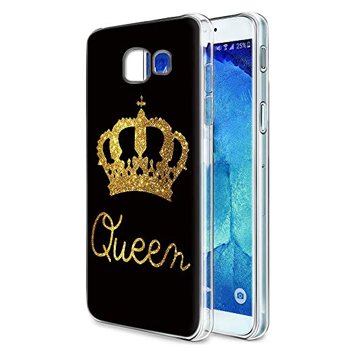 Yoedge Funda Samsung Galaxy A5 2017, Silicona Ultra Slim Cárcasa con King Queen Diseño Patrón Bumper Case Cover Fundas para Samsung Galaxy A5 2017 / A520 Smartphone (Queen, Negro-Oro)