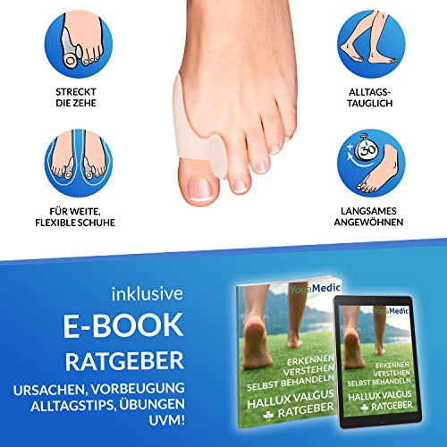 YogaMedic Hallux Valgus Corrector de Juanetes Transparente [6x] - Separador silicon de dedos - 0% BPA - Talla universal