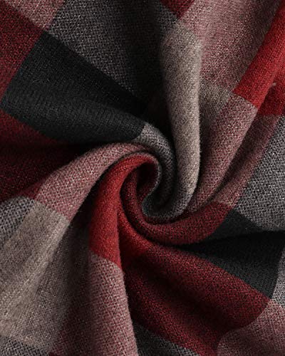 YOINS Blusa Mujer Manga Larga Camiseta Cuello V Camisa Elegante Túnica Casual SueltoTops Otoño Invierno Rojo M