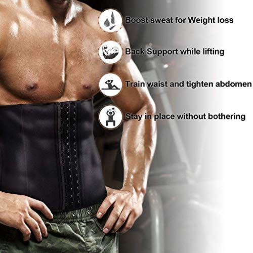 Yokald Faja Reductora Adelgazante Hombres Faja Reductora Cinturón Lumbar Abdomen Deportiva Faja Neopreno Ajustable para Deporte Fitness Efecto Sauna para la Quema de Grasa (Negro, XL)