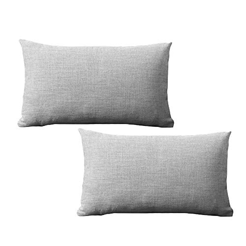yokamira Funda Almohada de Lino, Juego de 2 Funda de Almohada Decorativa para Sala de Estar Sofás Dormitorio Camas Coche, 30X50cm, Gris