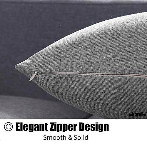 yokamira Funda Almohada de Lino, Juego de 2 Funda de Almohada Decorativa para Sala de Estar Sofás Dormitorio Camas Coche, 30X50cm, Gris