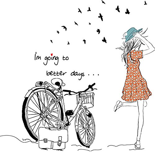 YOKIRIN Pegatinas Adhesivos vinilos decorativos pared Removible para sala de estar dormitorio estilo simple -Chica de bicicletas