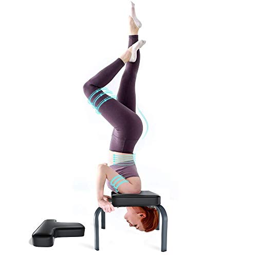 YOLEO Banco Yoga, Silla de Inversión de Yoga, Banco Soporte para la Cabeza, Taburete de Yoga para la Familia, Carga Máxima 150 kg, 49.9 * 36.7 * 43.4 cm, Negro
