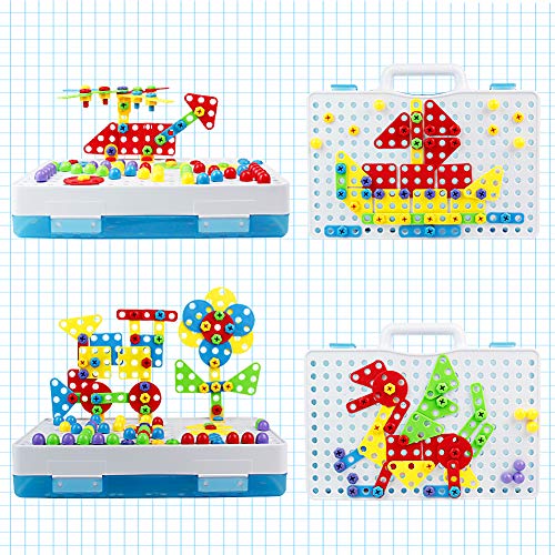 yoptote 224 PCS Juguetes Montessori Puzzles 3D Mosaicos Infantiles Manualidades Niños Dinosaurios Juguetes Educativos Bloques Construccion Herramientas Niños 3 4 5 6 Años