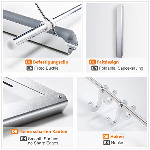 Yorbay Perchero de Pared Percha Plegable para Ahorrar Espacio 2 Piezas, Abatible Aluminio Ropa Percha Organizador con Ganchos y Tubo para Sala, Cuarto, Baño, Balcón, Oficina, Ahorra Espacio