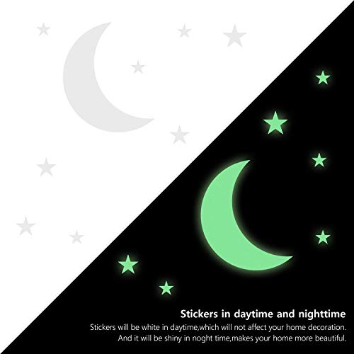 Yosemy Luminoso Pegatinas de Pared Luna y Estrellas Fluorescente Decoración de Pared para Dormitorio de Niños DIY Decoración de la Habitación Para Niña y Bebé, 425 Pzas