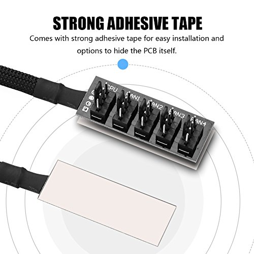 Yosoo Health Gear PWM Fan Hub Splitter, PC CPU Ventilador de enfriamiento Cable de alimentación para computadora de Escritorio Enfriadores de Caja Ventiladores 1 a 5 vías