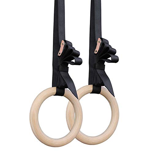 yotijar 2 Anillos De Gimnasia De Madera De Abedul con Correas De Nylon con Hebillas - 28mm