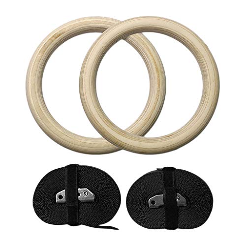 yotijar 2 Anillos De Gimnasia De Madera De Abedul con Correas De Nylon con Hebillas - 28mm