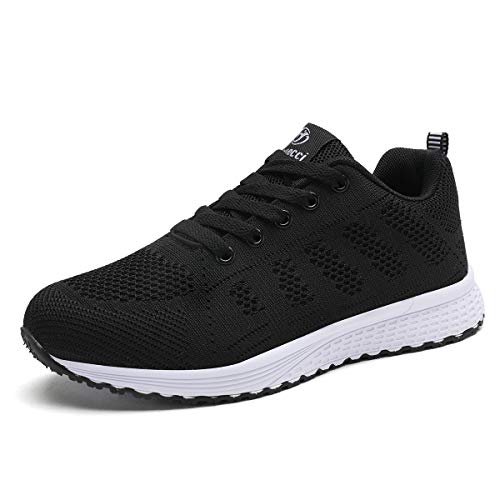 Youecci Zapatillas de Deportivos de Running para Mujer Deportivo de Exterior Interior Gimnasia Ligero Sneakers Fitness Atlético Caminar Zapatos Transpirable Negro 38 EU