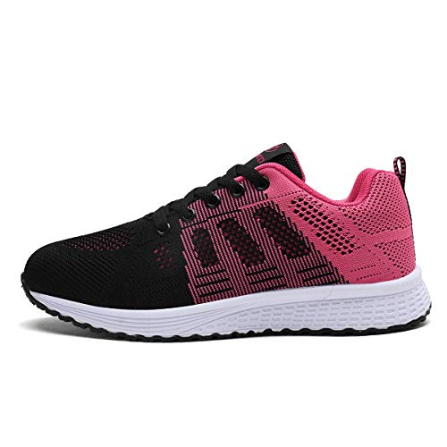 Youecci Zapatillas de Deportivos de Running para Mujer Deportivo de Exterior Interior Gimnasia Ligero Sneakers Fitness Atlético Caminar Zapatos Transpirable Rojo 38 EU