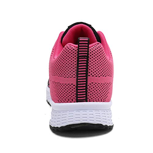 Youecci Zapatillas de Deportivos de Running para Mujer Deportivo de Exterior Interior Gimnasia Ligero Sneakers Fitness Atlético Caminar Zapatos Transpirable Rojo 38 EU