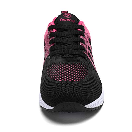 Youecci Zapatillas de Deportivos de Running para Mujer Deportivo de Exterior Interior Gimnasia Ligero Sneakers Fitness Atlético Caminar Zapatos Transpirable Rojo 38 EU