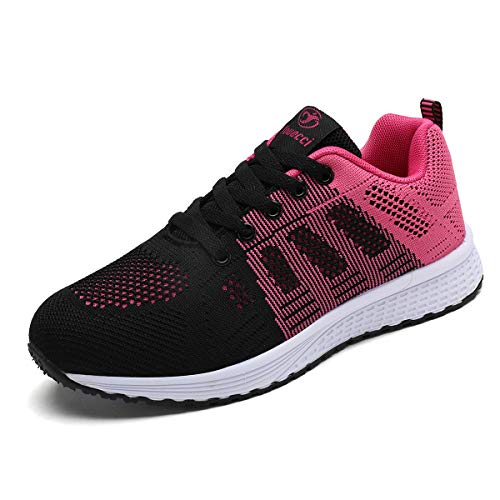 Youecci Zapatillas de Deportivos de Running para Mujer Deportivo de Exterior Interior Gimnasia Ligero Sneakers Fitness Atlético Caminar Zapatos Transpirable Rojo 38 EU