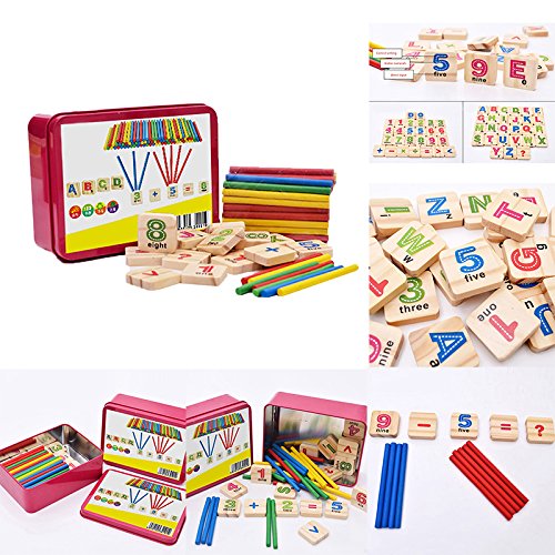 Youkara Ayudas de La Enseñanza de Las Matemáticas de Los Niños Caja de Hierro Que Cuentan Las Barras+27 Bloques de Construcción de La Transferencia Térmica de Boble Cara +52 Barras Aritméticas