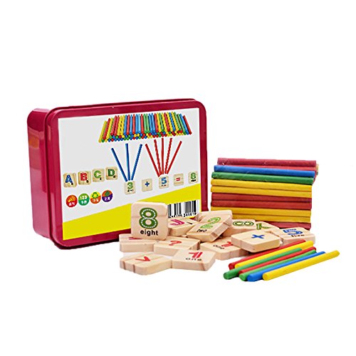 Youkara Ayudas de La Enseñanza de Las Matemáticas de Los Niños Caja de Hierro Que Cuentan Las Barras+27 Bloques de Construcción de La Transferencia Térmica de Boble Cara +52 Barras Aritméticas