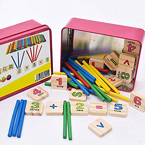 Youkara Ayudas de La Enseñanza de Las Matemáticas de Los Niños Caja de Hierro Que Cuentan Las Barras+27 Bloques de Construcción de La Transferencia Térmica de Boble Cara +52 Barras Aritméticas