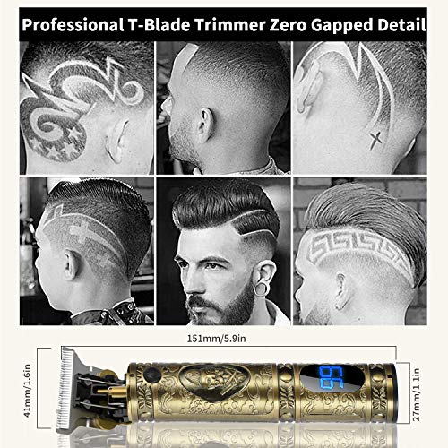 YOUKUKE Recortadora Eléctrica para Hombres, Profesional Recortadora para Barba Y Pelo con Aceite de Peluquería Y Pantalla LCD, Máquina Cortapelo con 3 Peines Guía para Pelo, Facial Y Cabeza