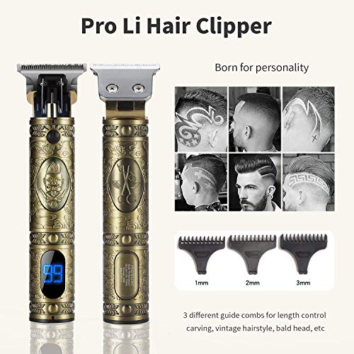 YOUKUKE Recortadora Eléctrica para Hombres, Profesional Recortadora para Barba Y Pelo con Aceite de Peluquería Y Pantalla LCD, Máquina Cortapelo con 3 Peines Guía para Pelo, Facial Y Cabeza