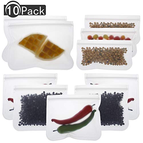 You&Lemon 10 Piezas de Bolsas de Almacenamiento de Alimentos Reutilizables Hecho de PEVA Ecológico para Almacenar Almuerzo/Verduras/Frutas/Bocadillo/Viajes