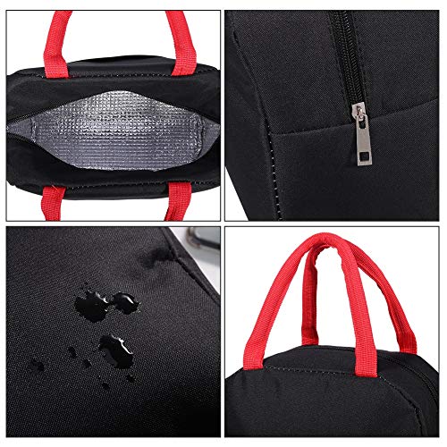 You&Lemon Bolsa Termica Comida para Almuerzo Caja Porta con Aislamiento para Mujeres Impermeable Fiambrera Isotermica Organizador del Almuerzo Lonchera(negro)