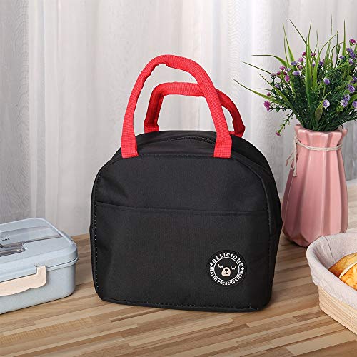 You&Lemon Bolsa Termica Comida para Almuerzo Caja Porta con Aislamiento para Mujeres Impermeable Fiambrera Isotermica Organizador del Almuerzo Lonchera(negro)