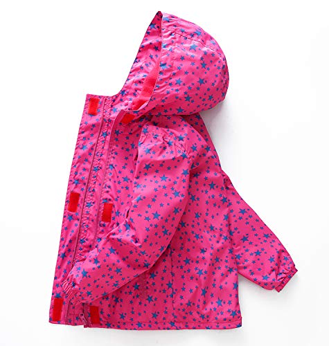YoungSoul Chaqueta Impermeable para Niña - Cortavientos con Forro Polar y Capucha- Abrigo Deportivo Primavera Otoño, Rojo, 11-12 años/150
